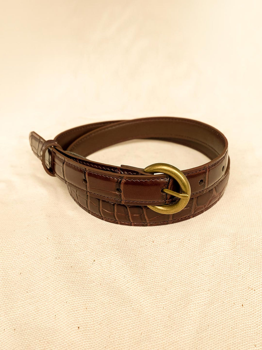 Eva Crocodile Pattern Leather Belt – Simple Retro