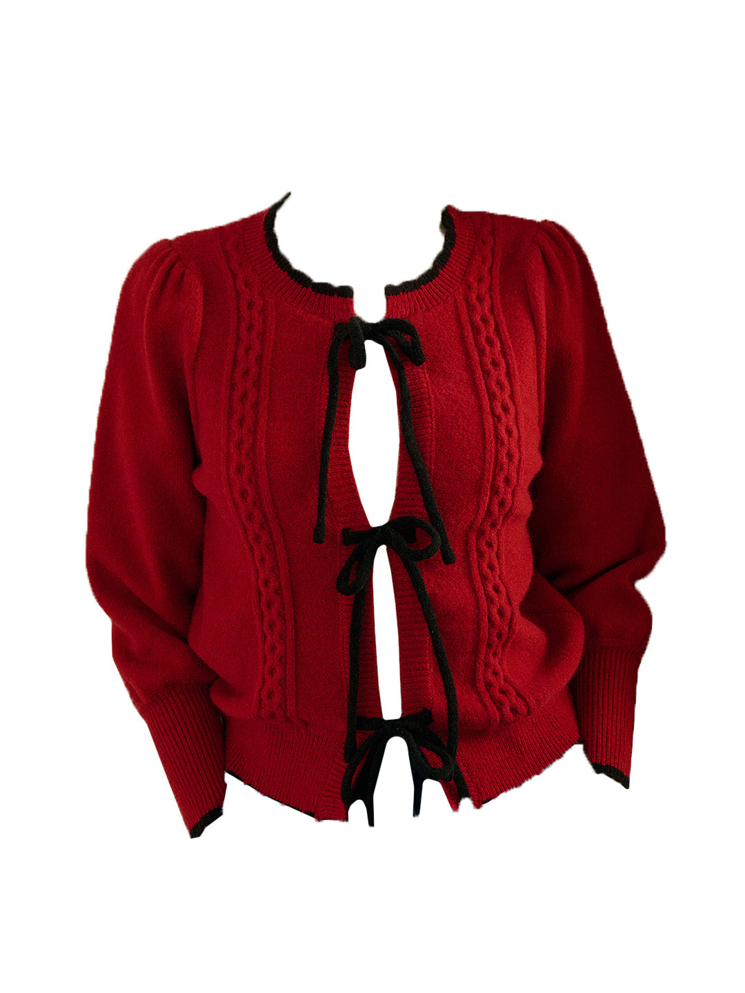 【Final Sale】Camila Round Neck Ribbed Lace-up Cardigan