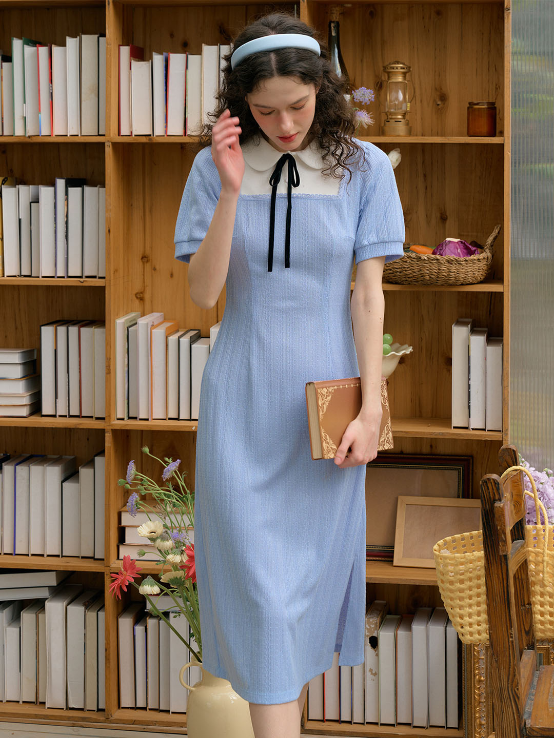 【Final Sale】Marlee Bow Peter Pan Collar Contrast Dress