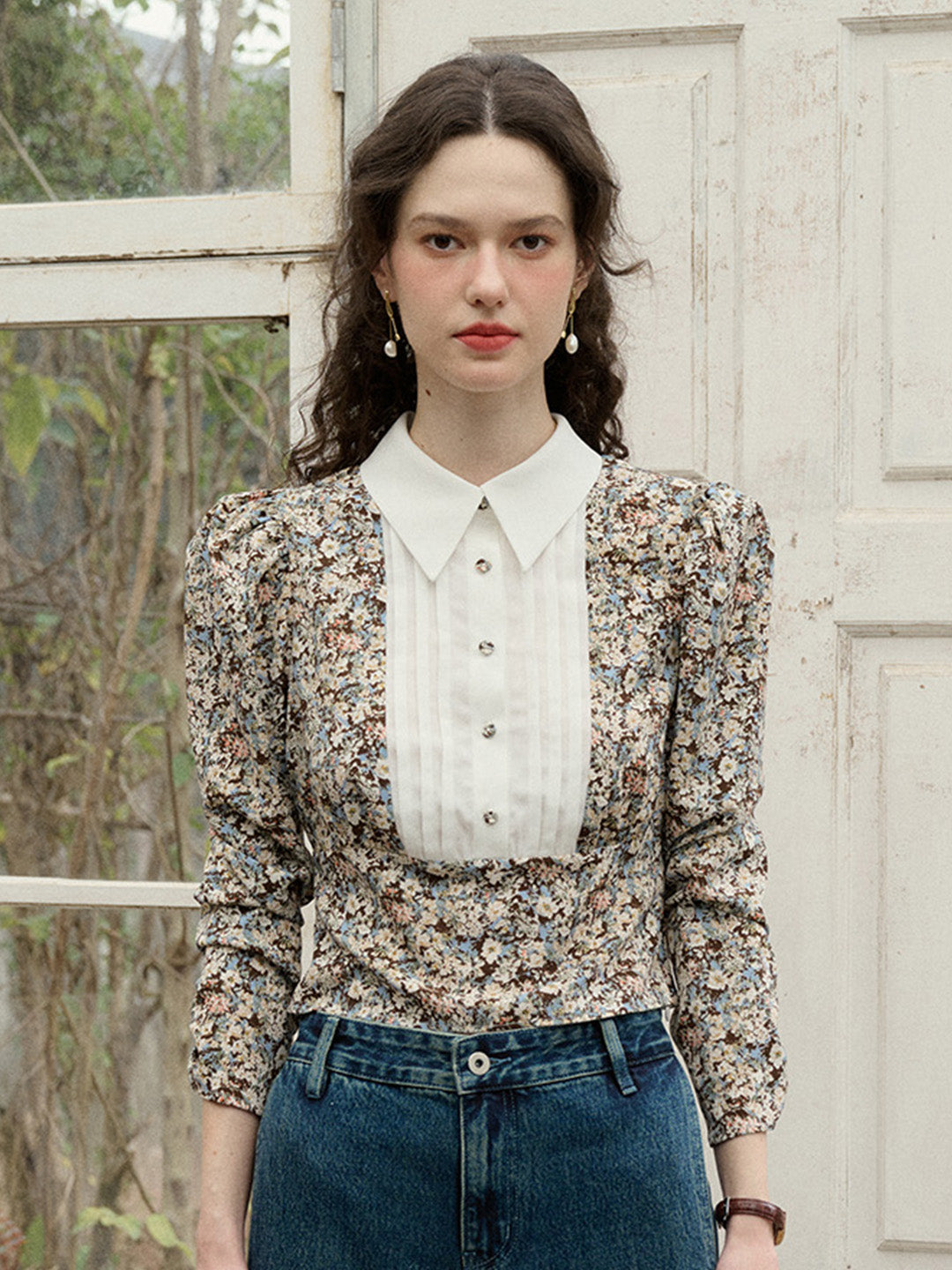 【Final Sale】Penny Lapel Floral Patchwork Blouse