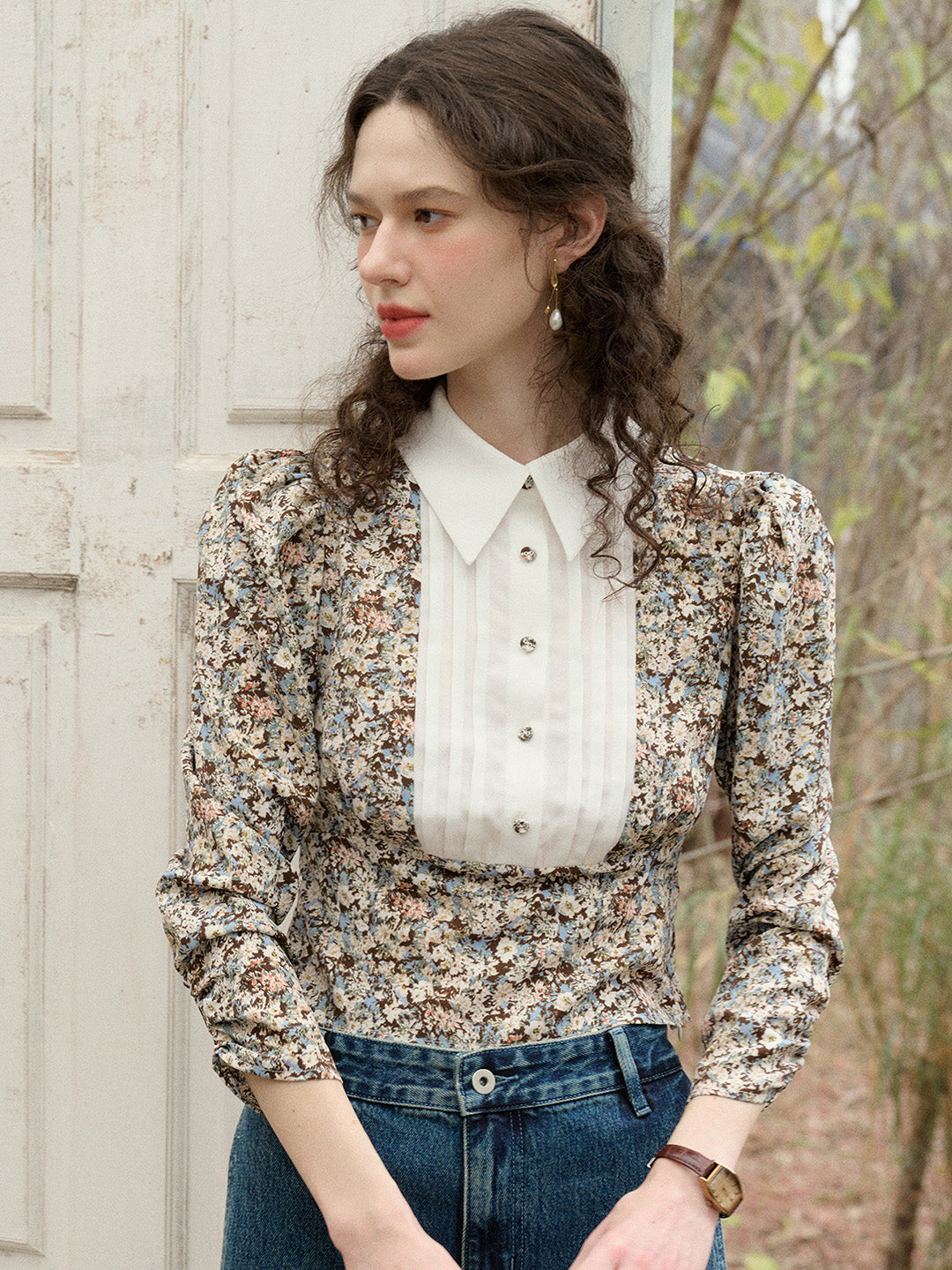 【Final Sale】Penny Lapel Floral Patchwork Blouse