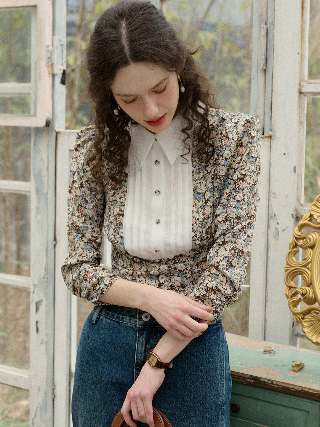 【Final Sale】Penny Lapel Floral Patchwork Blouse