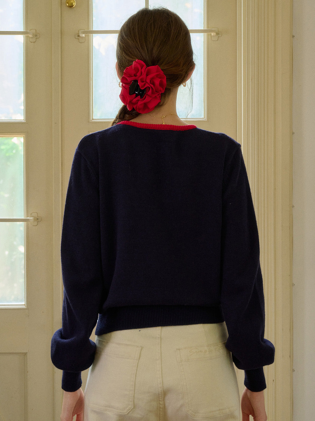 【Final Sale】Hilary Round Neck Bowknot Pullover Sweater