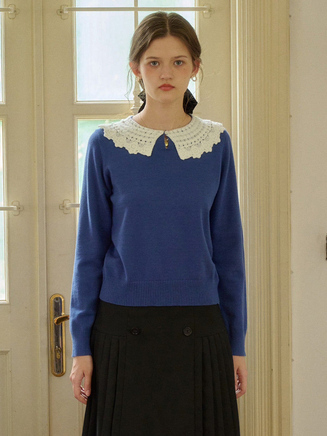 【Final Sale】Winnie Round Neck Blue Sweater