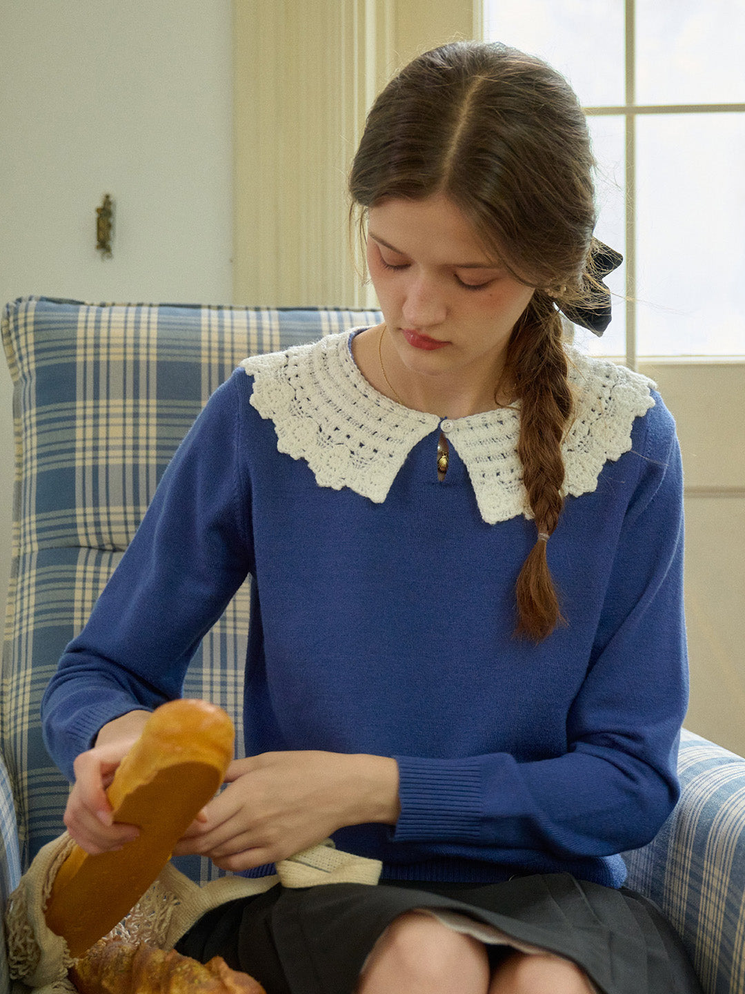 【Final Sale】Winnie Round Neck Blue Sweater