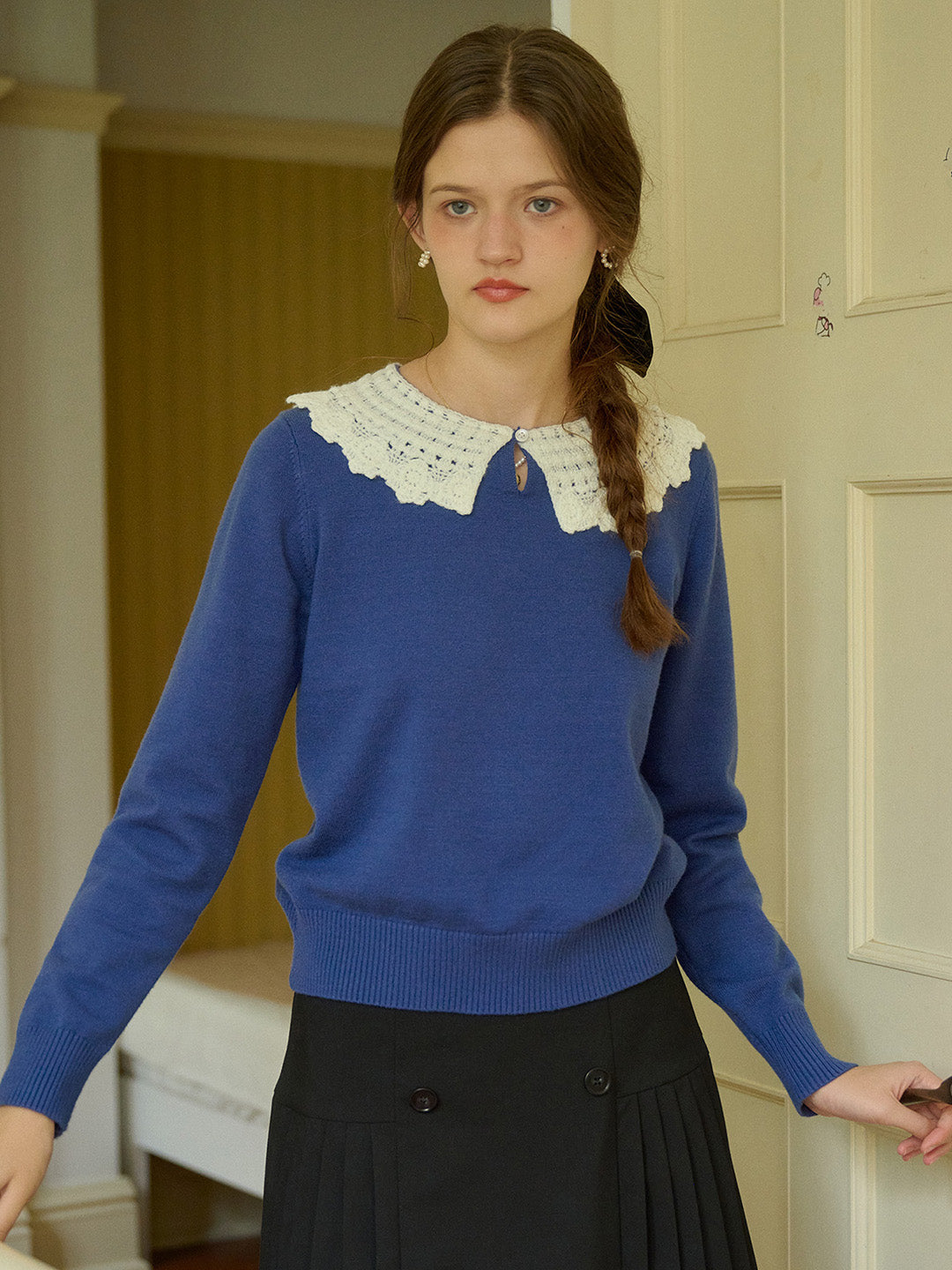 【Final Sale】Winnie Round Neck Blue Sweater