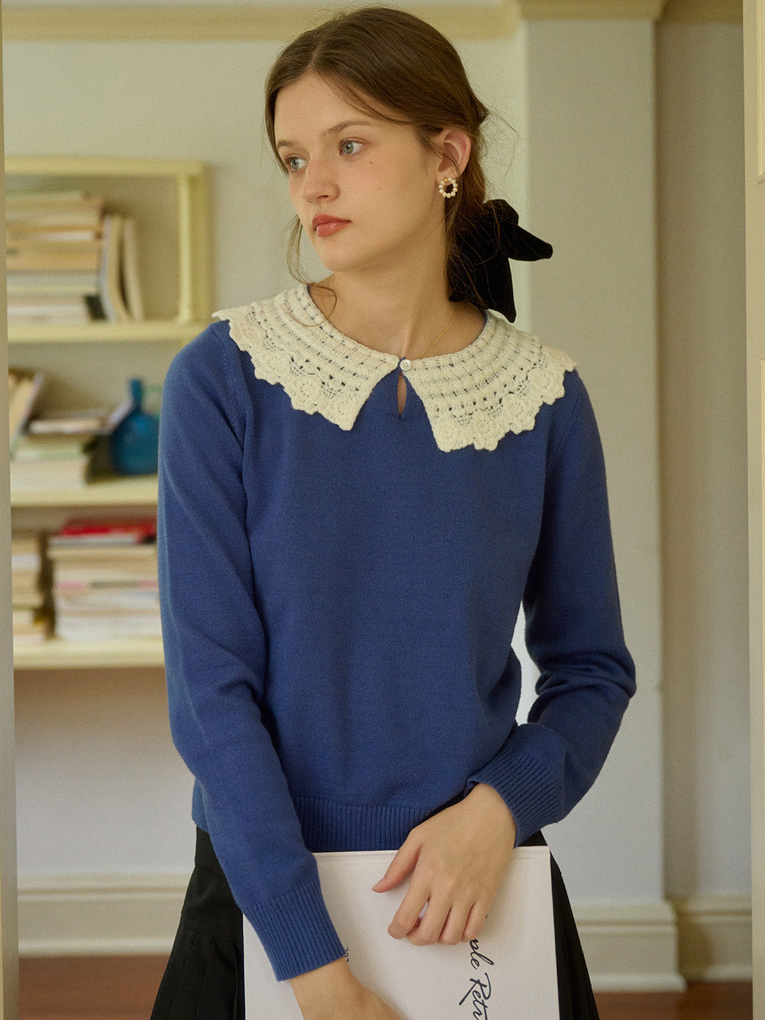 【Final Sale】Winnie Round Neck Blue Sweater