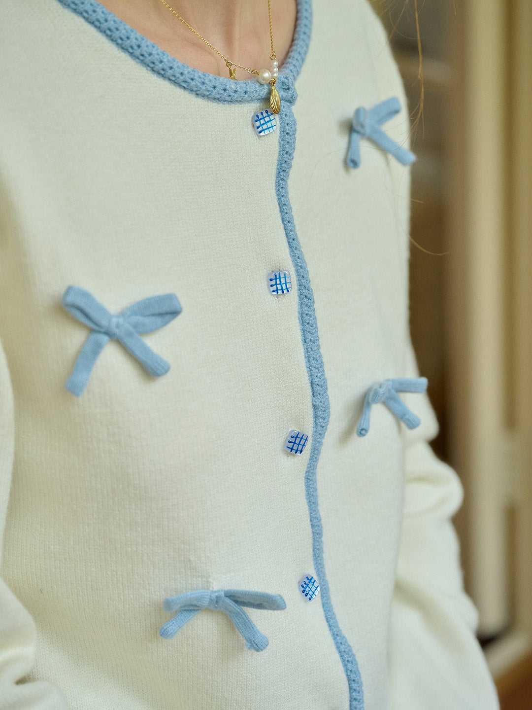 【Final Sale】Clementina Round Neck Bow Cardigan