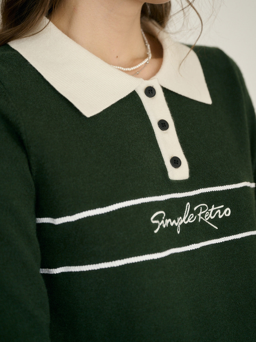 【Final Sale】Lara Versatile Polo Collar SR Logo Top