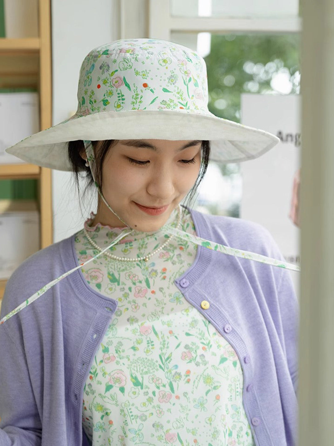 Chowxiaodou Floral Printed Bucket Hat