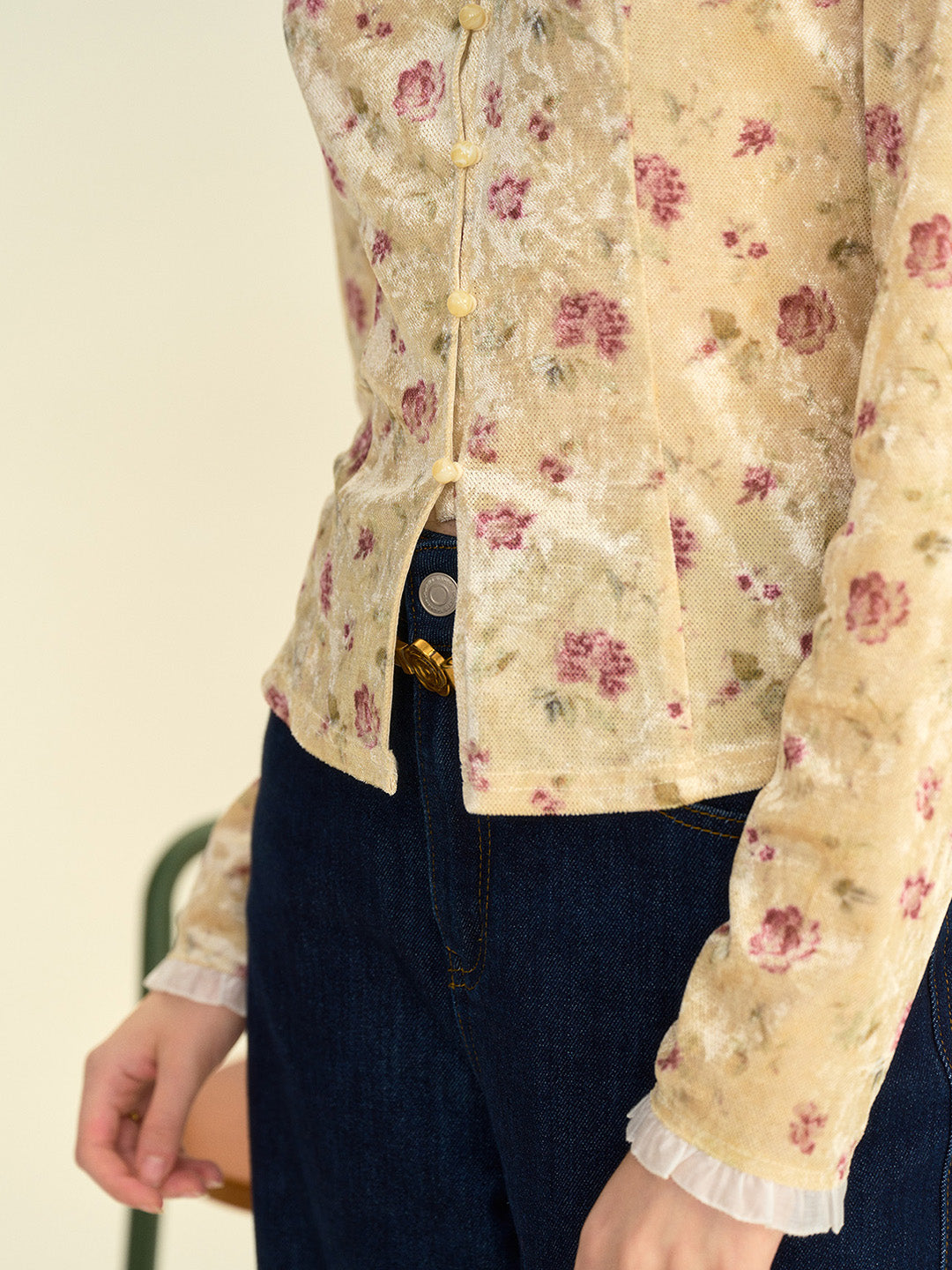 【Final Sale】Savannah Round Neck Lace Collar Floral Blouse