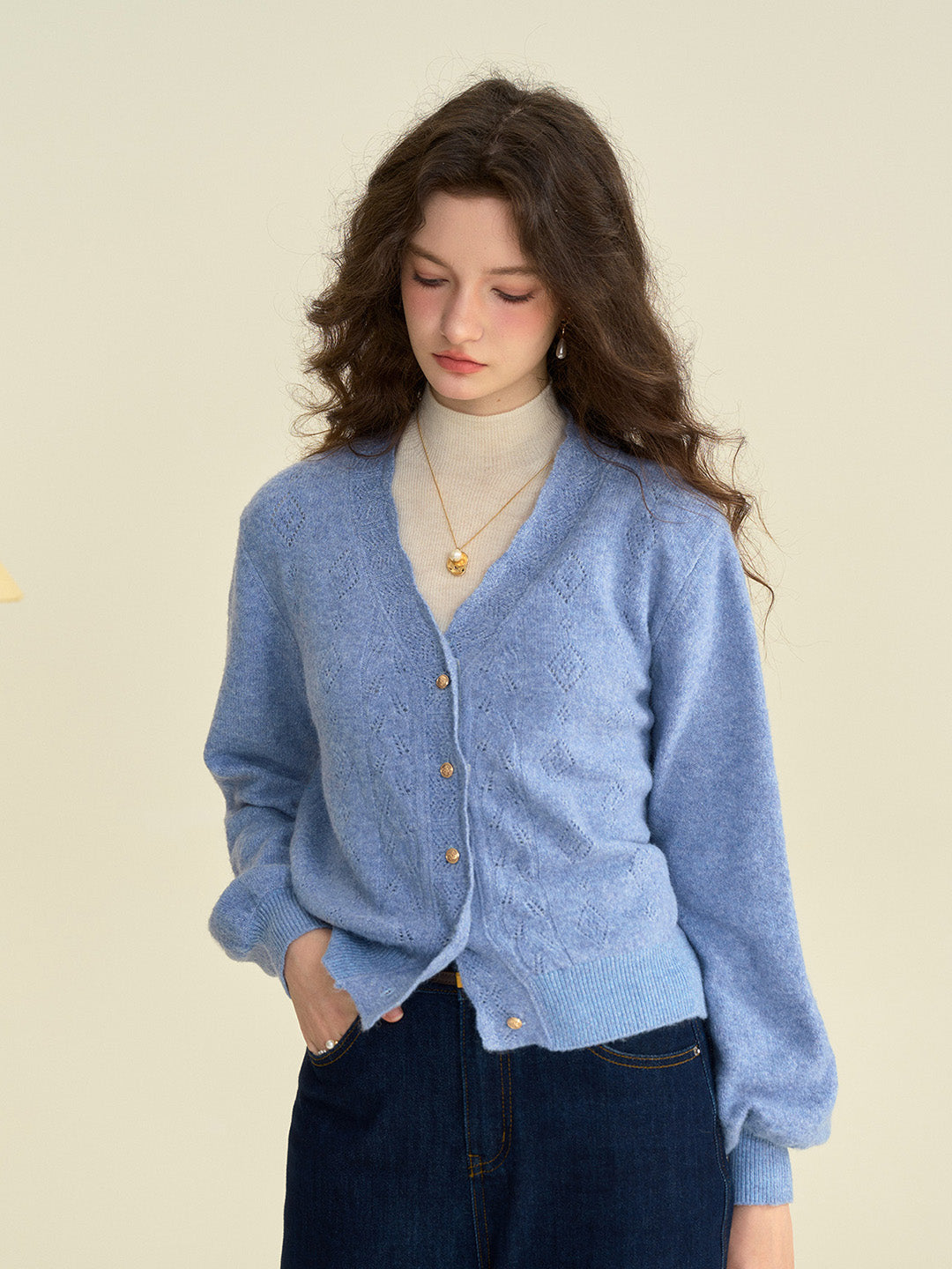 【Final Sale】Halle V-Neck Knit Wool Cardigan