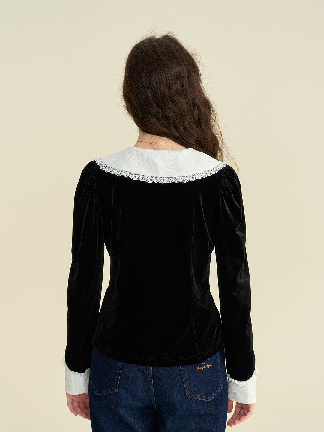 【Final Sale】Allyson Peter Pan Collar Lace Lace Embroidery Shirt