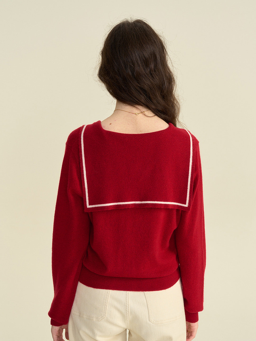 【Final Sale】Jada Simple V-Neck Red Wool Cardiagn