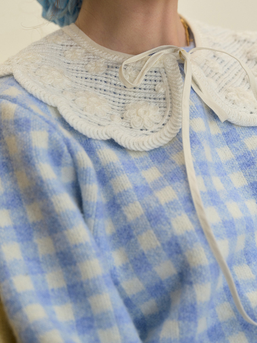 【Final Sale】Brielle Doll Collar Plaid 100% Cotton Sweater