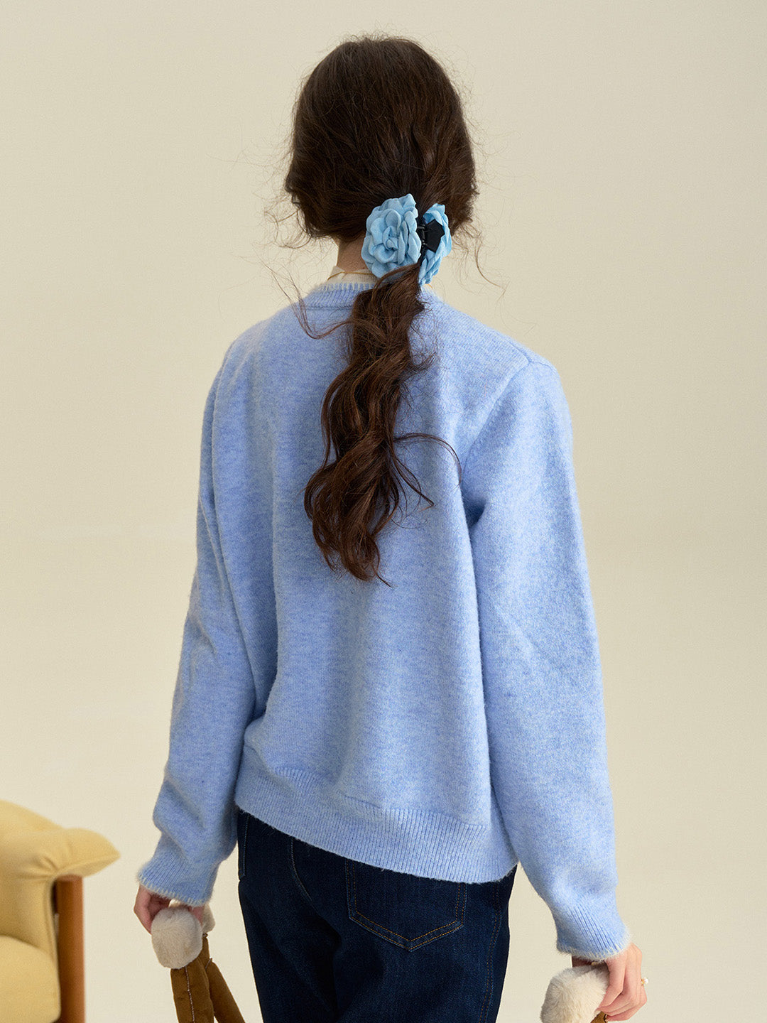 【Final Sale】Amabel Round Neck Snowman Wool Cardigan