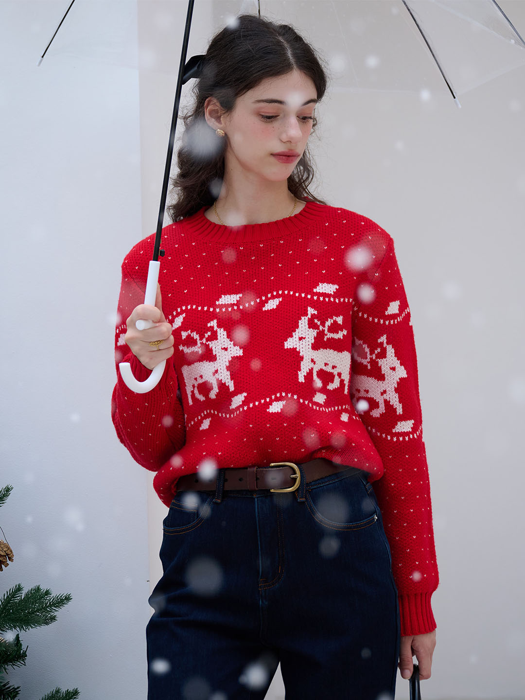 Isabelle Ribbed Crew Neck Elk Sweater