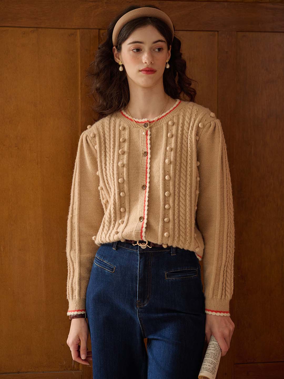 【Final Sale】Adeline Sweet Round Neck Contrast Lace Cardigan