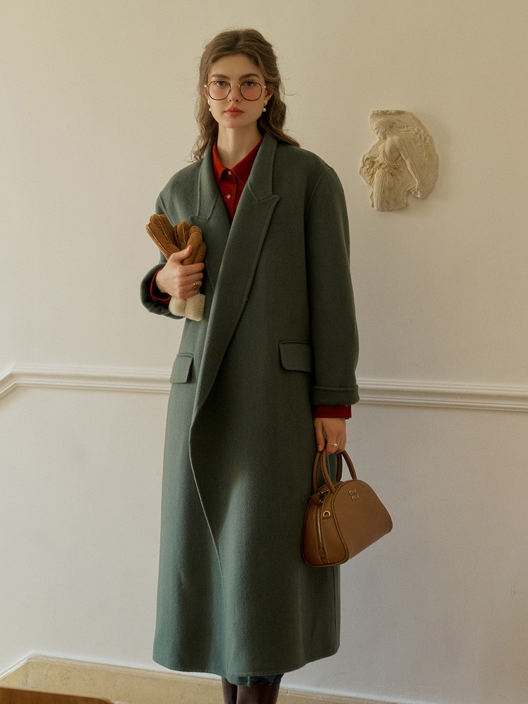 Keyla Minimalist Style Notched Lapel Double-Faced 100% Australian Wool Coat