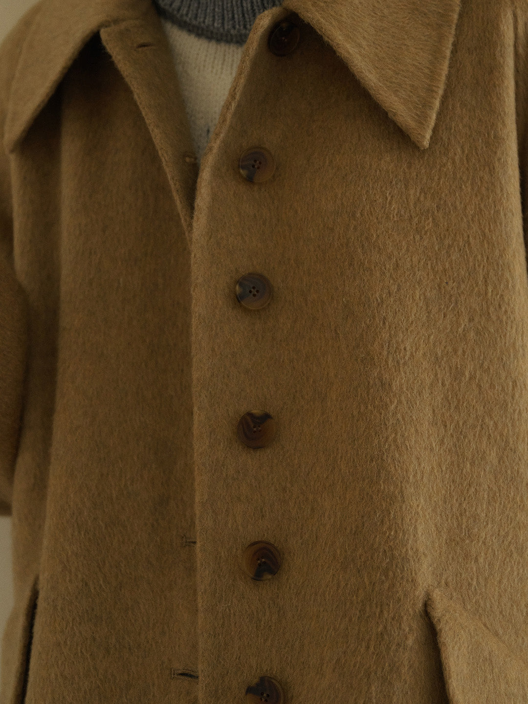 Waverly Retro Peak Collar Long Pocket Double-Faced Wool Cashmere Coat - Brown