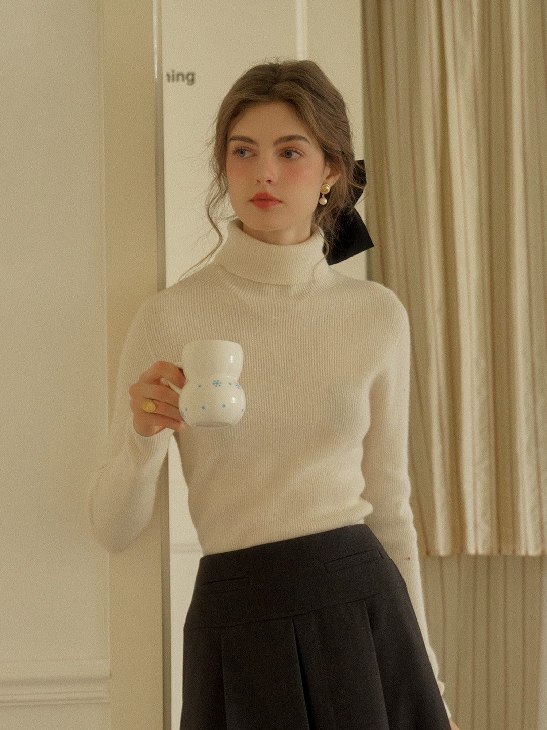 Yasmin Simple Turtleneck Slim Fit Wool Sweater& Cashmere