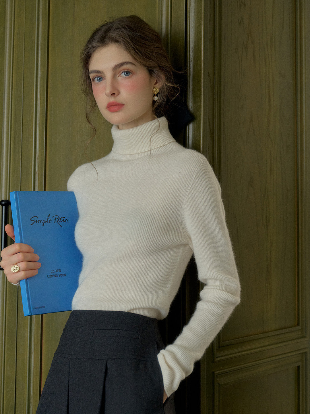 Yasmin Simple Turtleneck Slim Fit Wool Sweater& Cashmere