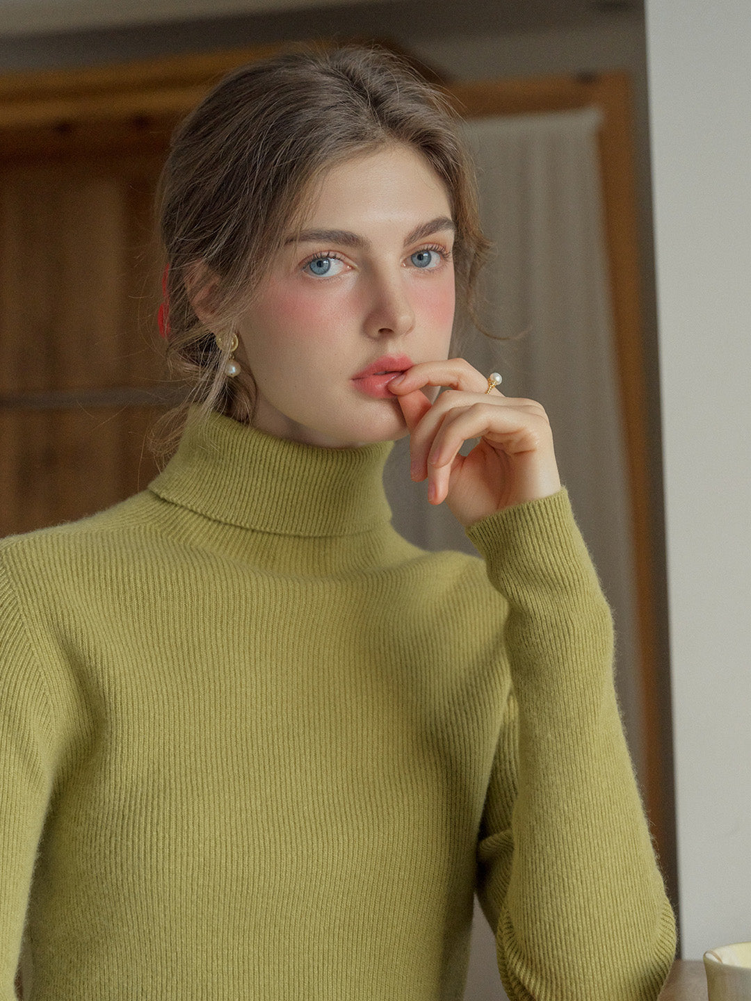 Yasmin Simple Turtleneck Slim Fit Wool Sweater& Cashmere