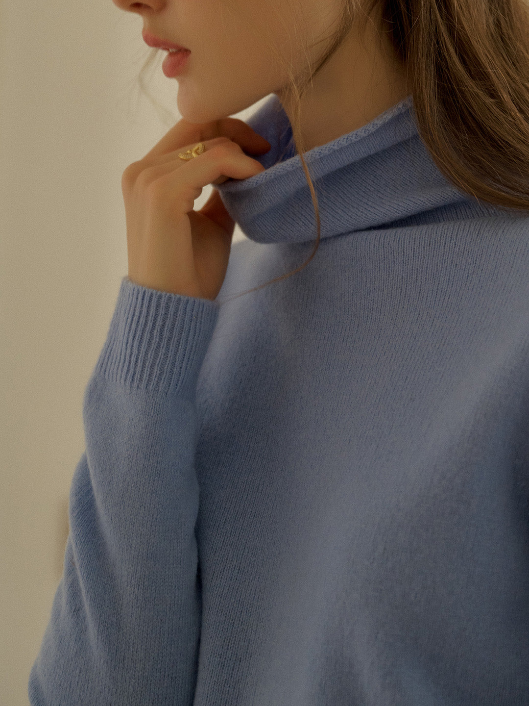 Solana Basic Versatile Turtleneck 100% Wool Sweater - Blue