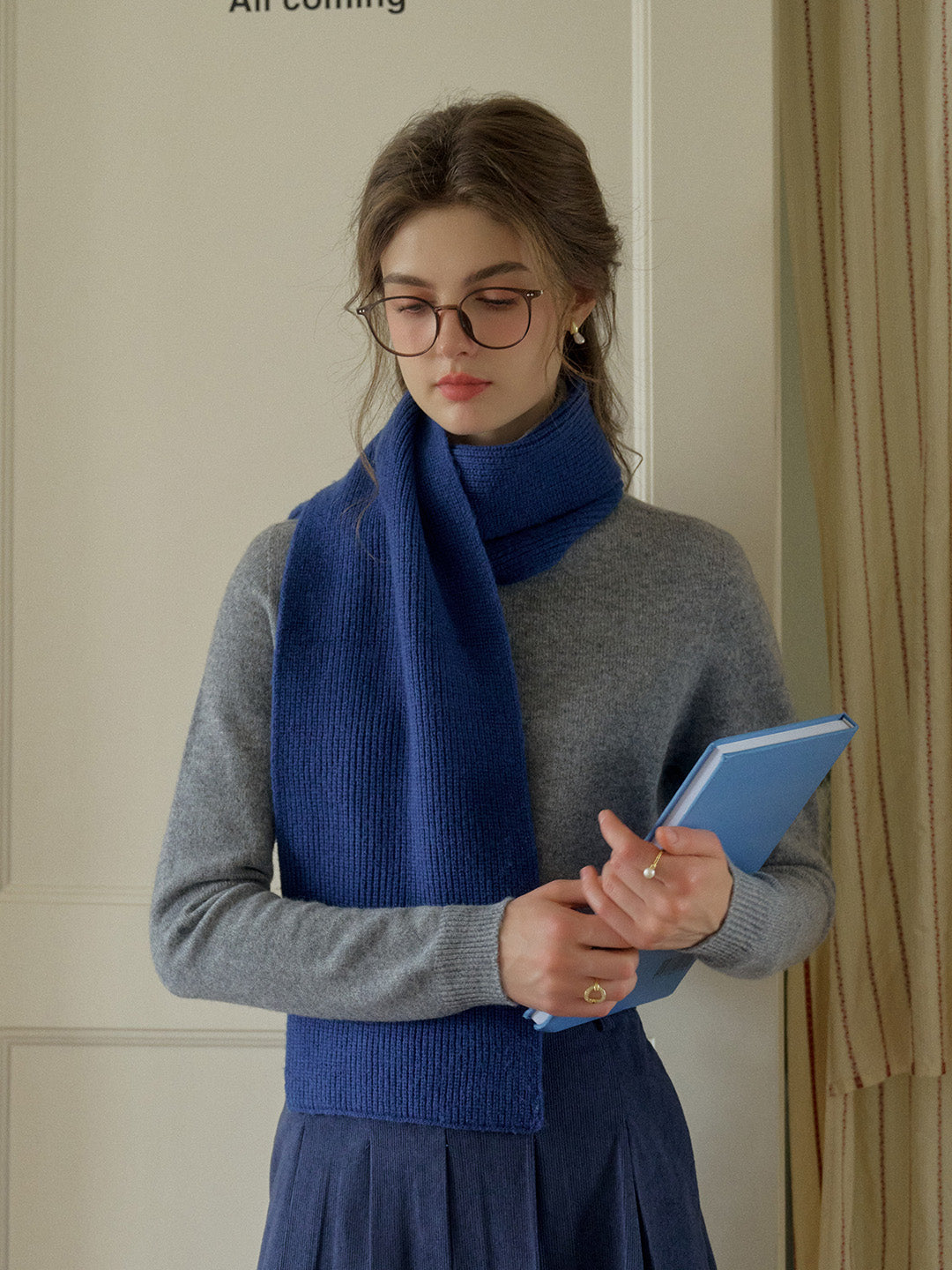 Solana Basic Versatile Turtleneck 100% Wool Sweater - Blue