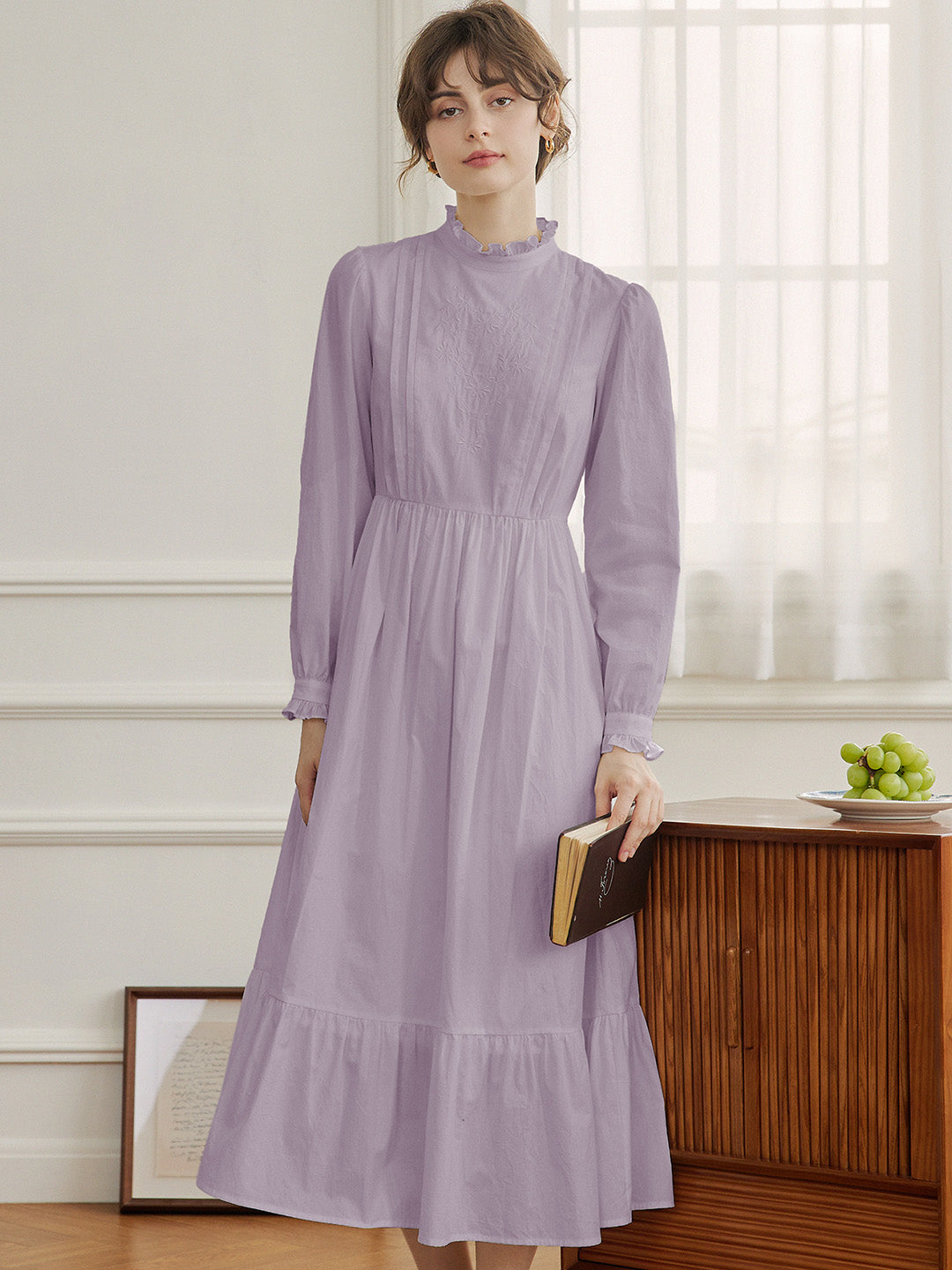 【Final Sale】Braelyn Simple Mockneck A-Line Cotton Dress