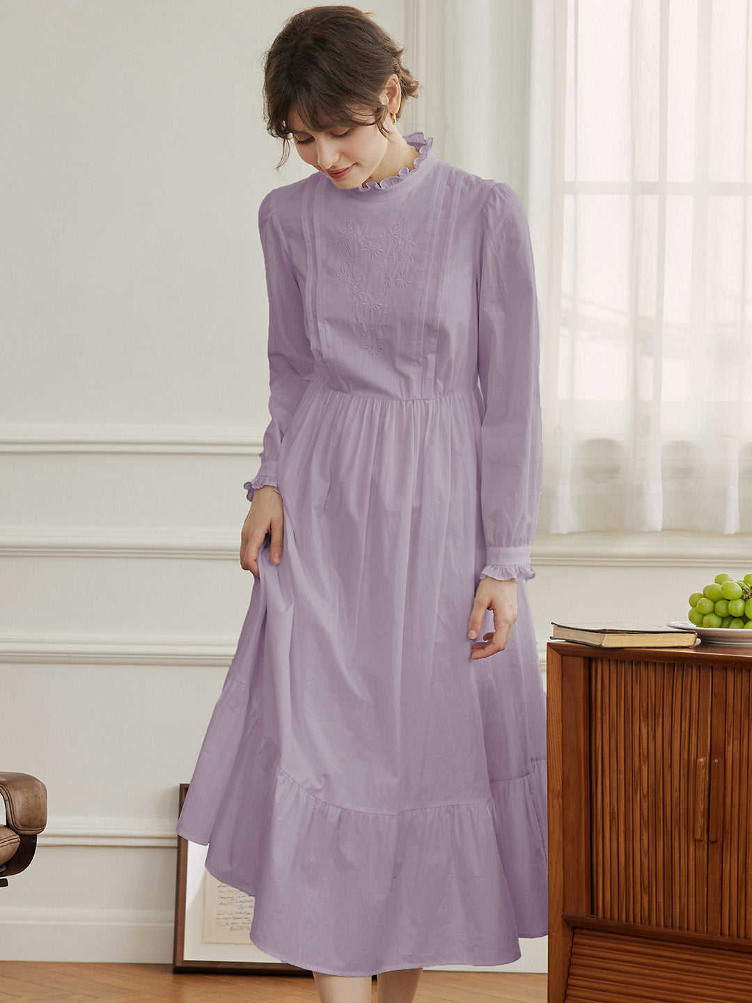 【Final Sale】Braelyn Simple Mockneck A-Line Cotton Dress