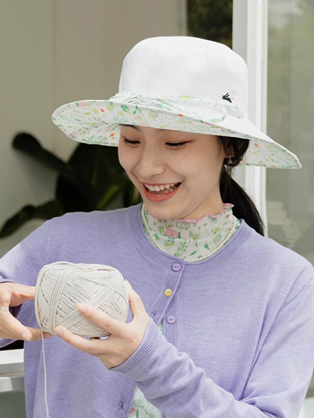 Chowxiaodou Floral Printed Bucket Hat