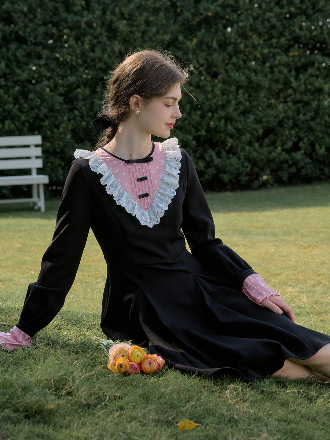 【Final Sale】Ava Sweet Contrasting Lace Patchwork Dress