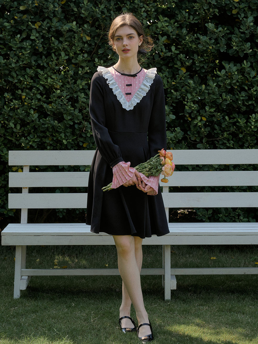 【Final Sale】Ava Sweet Contrasting Lace Patchwork Dress