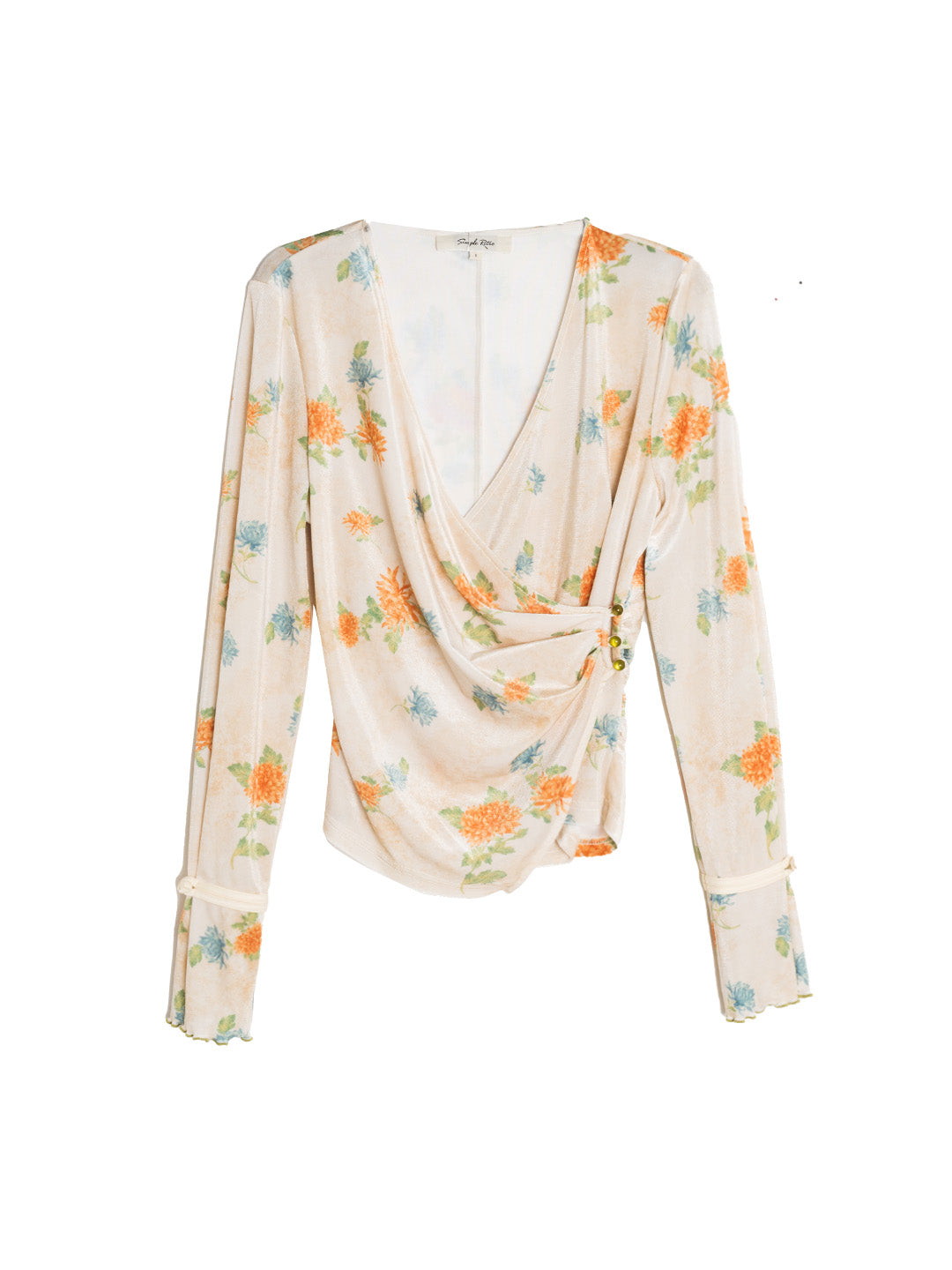 Delphine V-Neck Velvet Floral Blouse