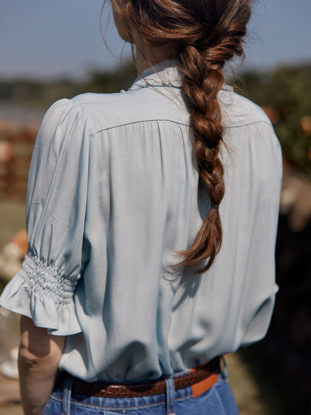 Convallaria Floral Embroidered Puff Top