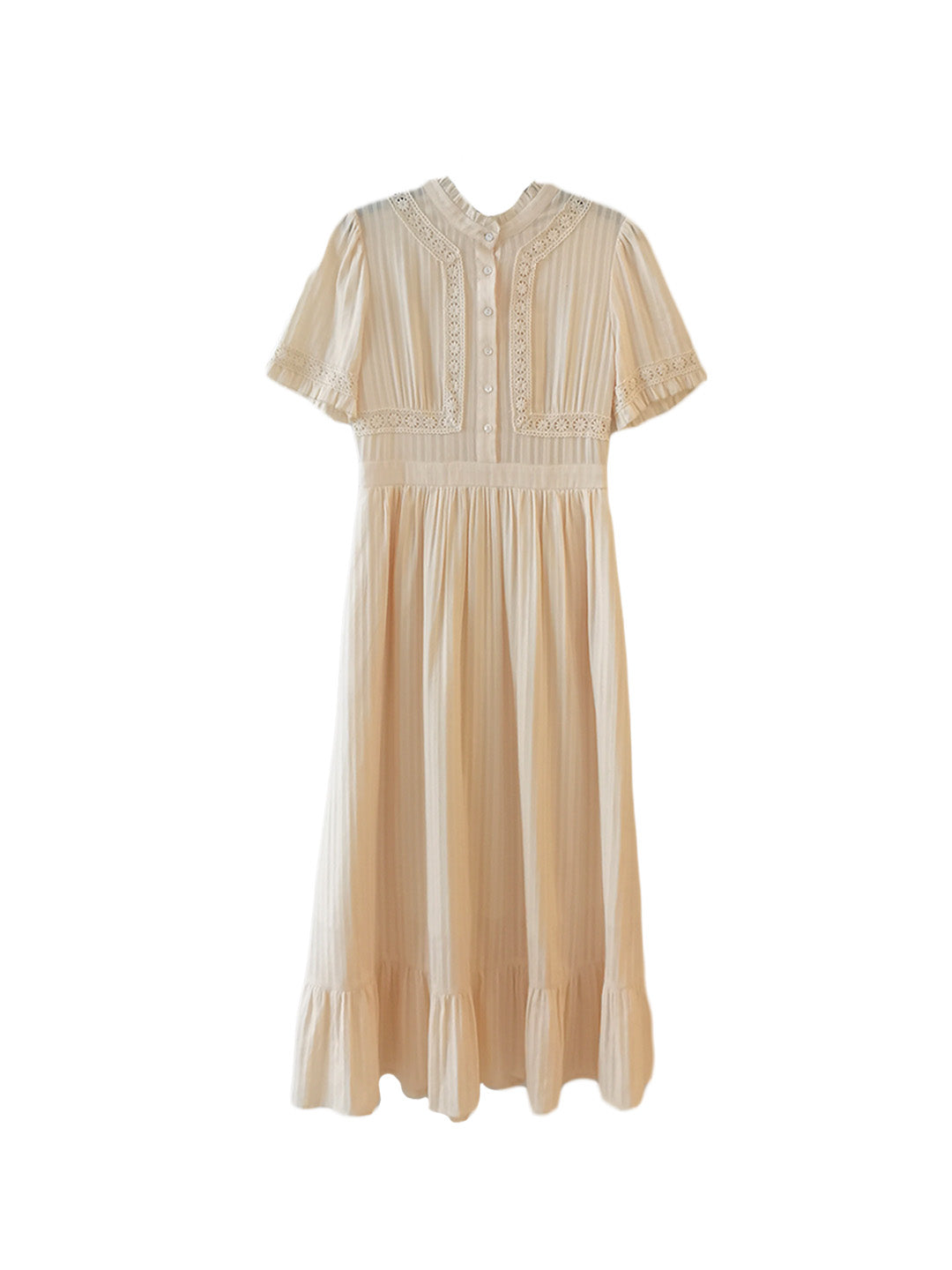 Judy Stand Collar Embroidery Cotton Dress