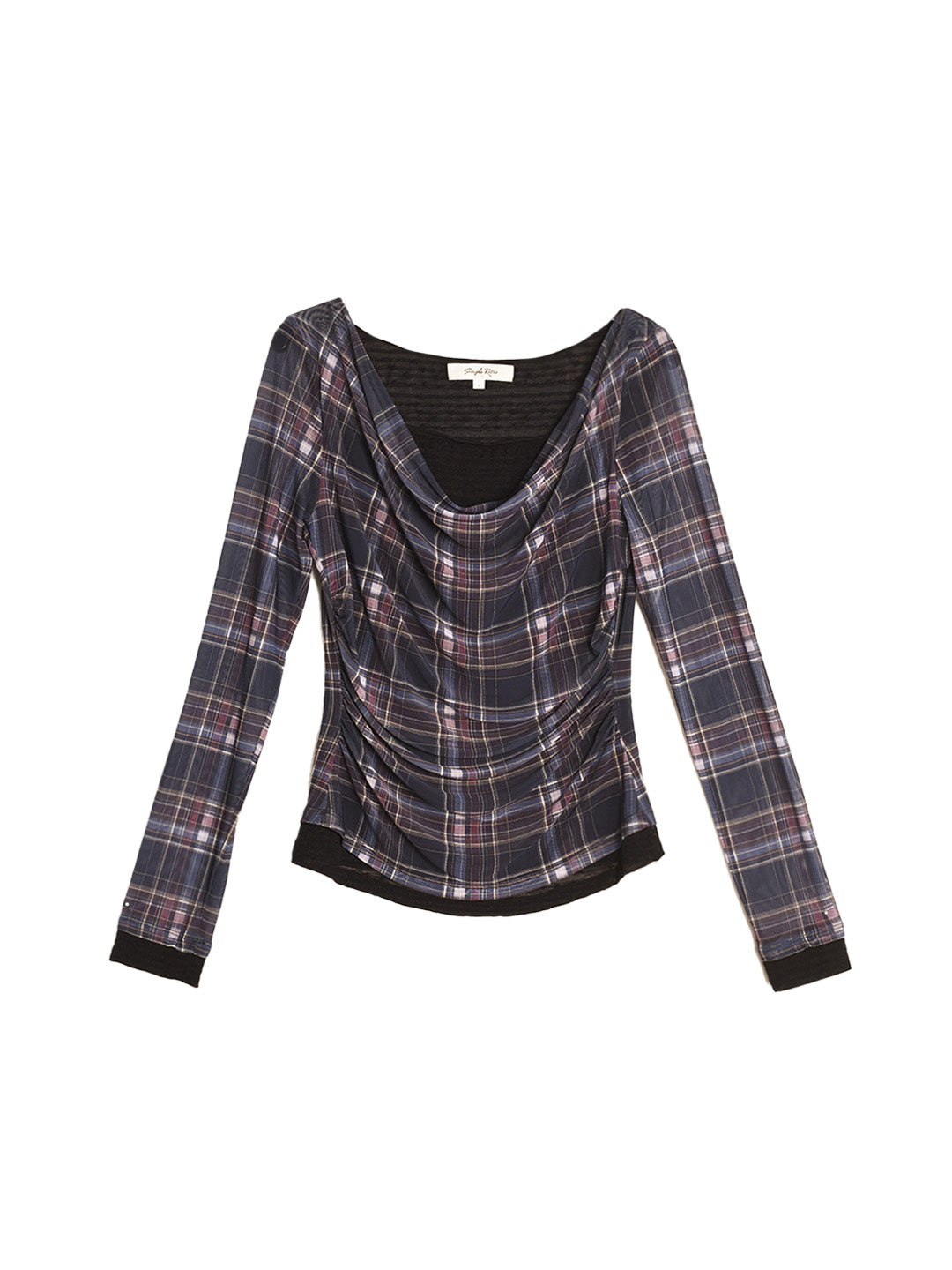 Samara Cowl Neck Plaid Blouse