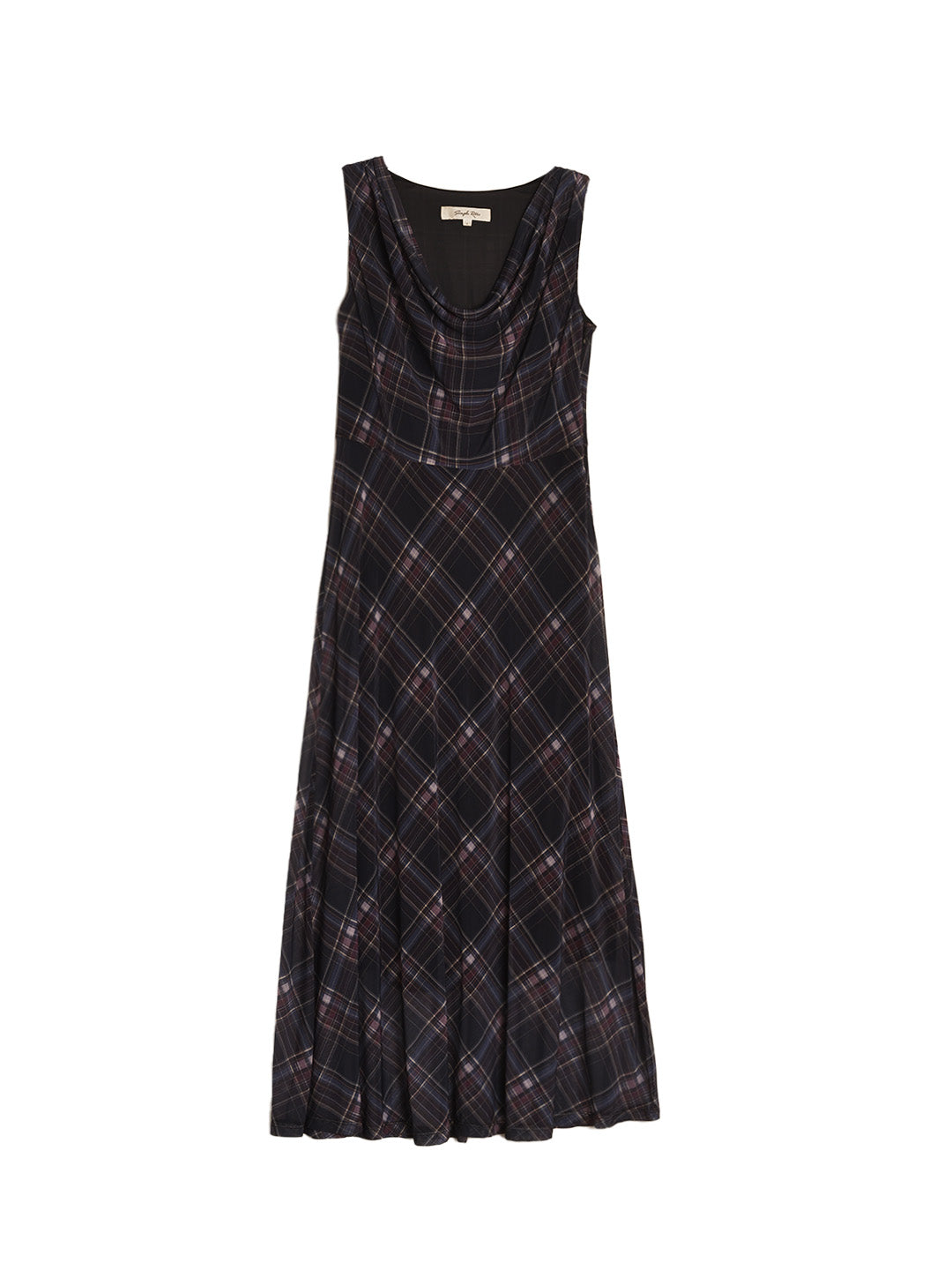 Valencia Cowl Neck Sleeveless Plaid Dress