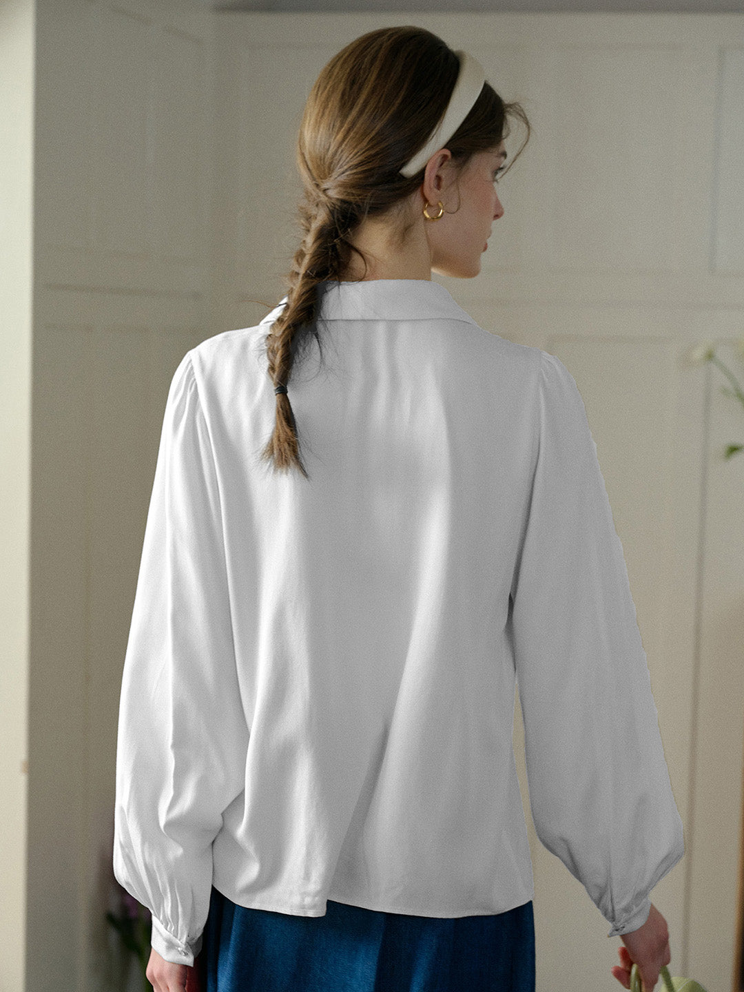 【Final Sale】Anne Embroidered Contrast Color Casual Daily Fashionable Elegant Charming Blouse