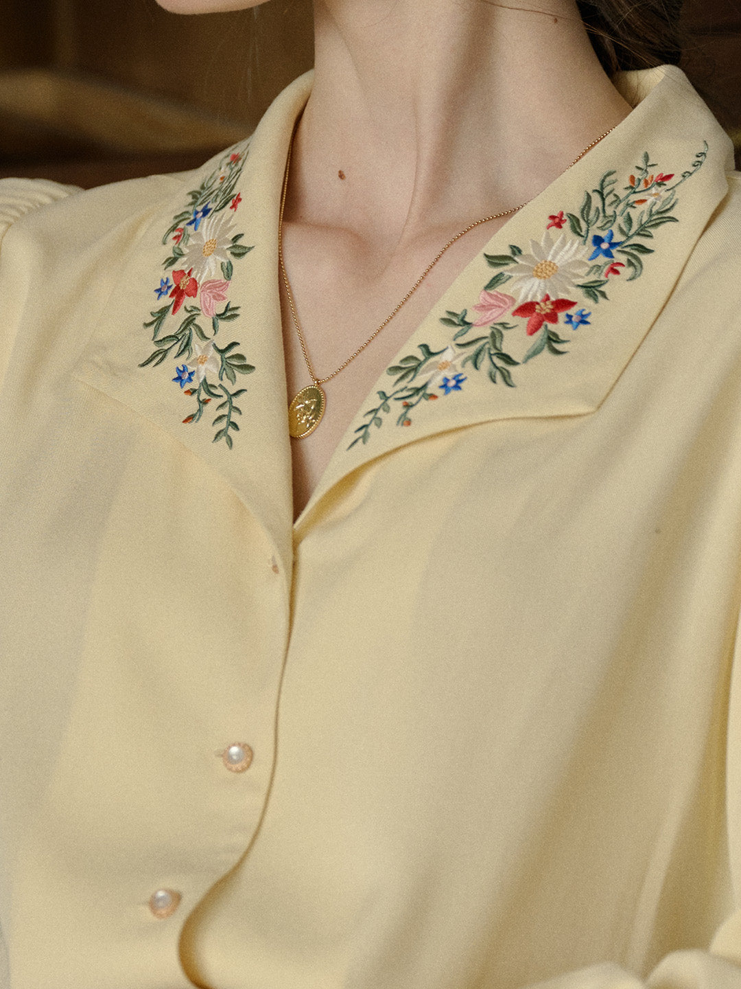 Georgina Colorful Floral Embroidered Lapel Shirt