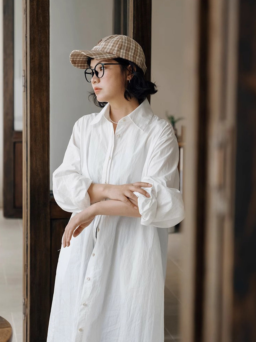 Chowxiaodou Embroidered Plaid Cap