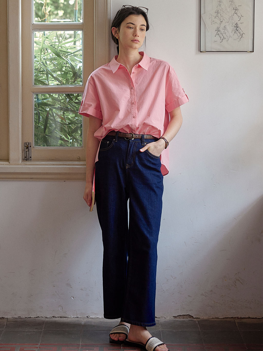 Hadassah Simple Slit Cotton Shirt