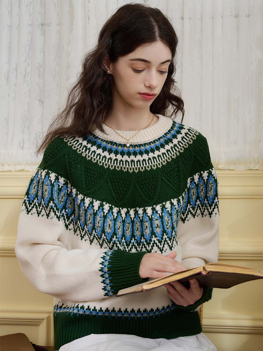Jade Chevron Pattern Raglan Sleeve Sweater