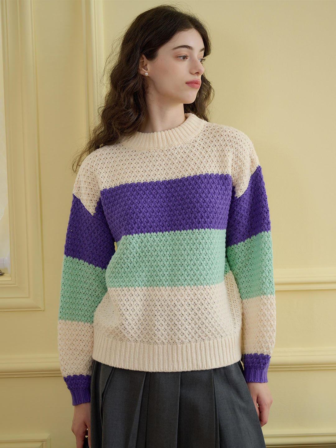 【Black Friday】Esther Color-Blocked Ribbed Cozy Sweater