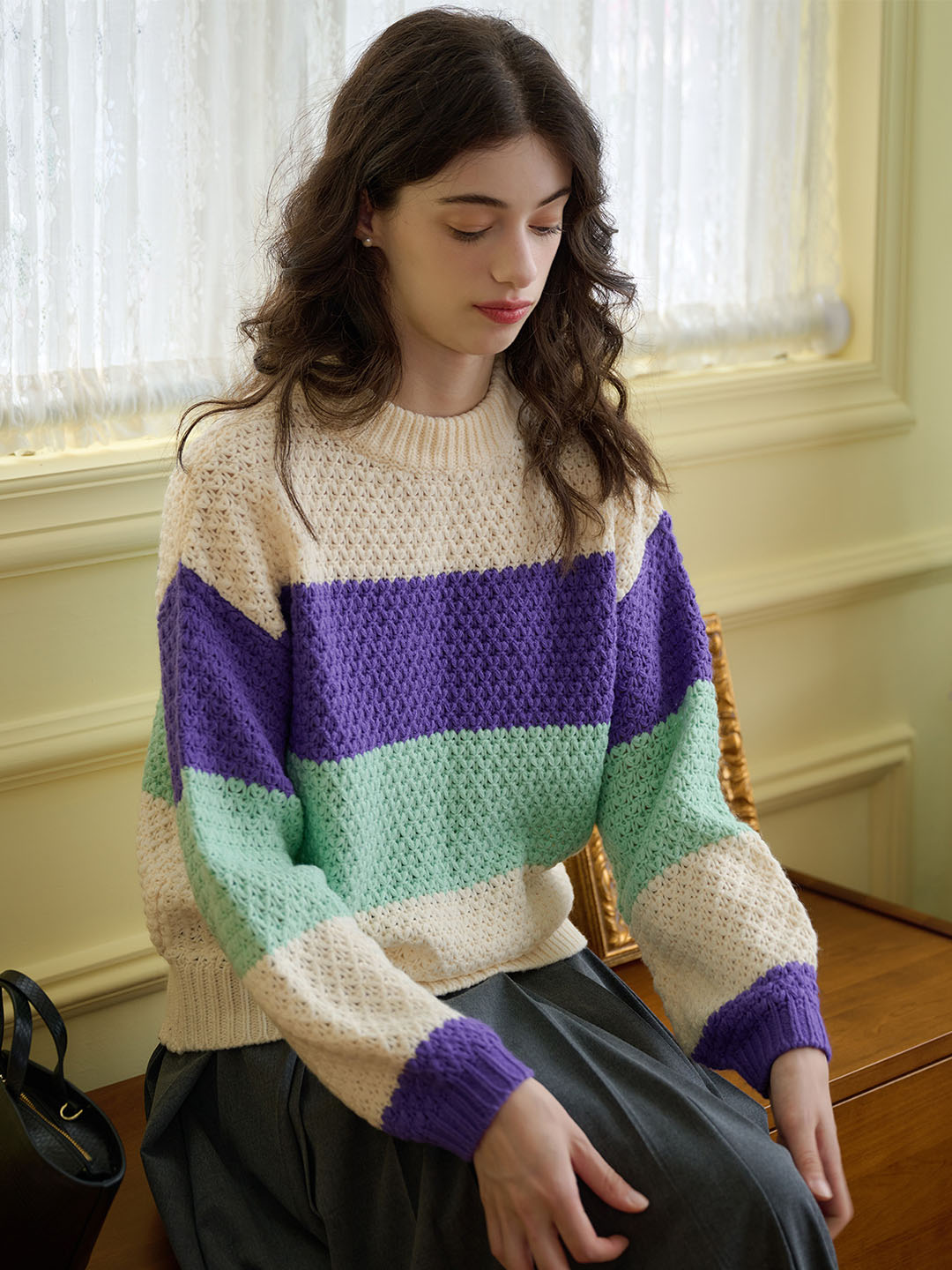 【Black Friday】Esther Color-Blocked Ribbed Cozy Sweater