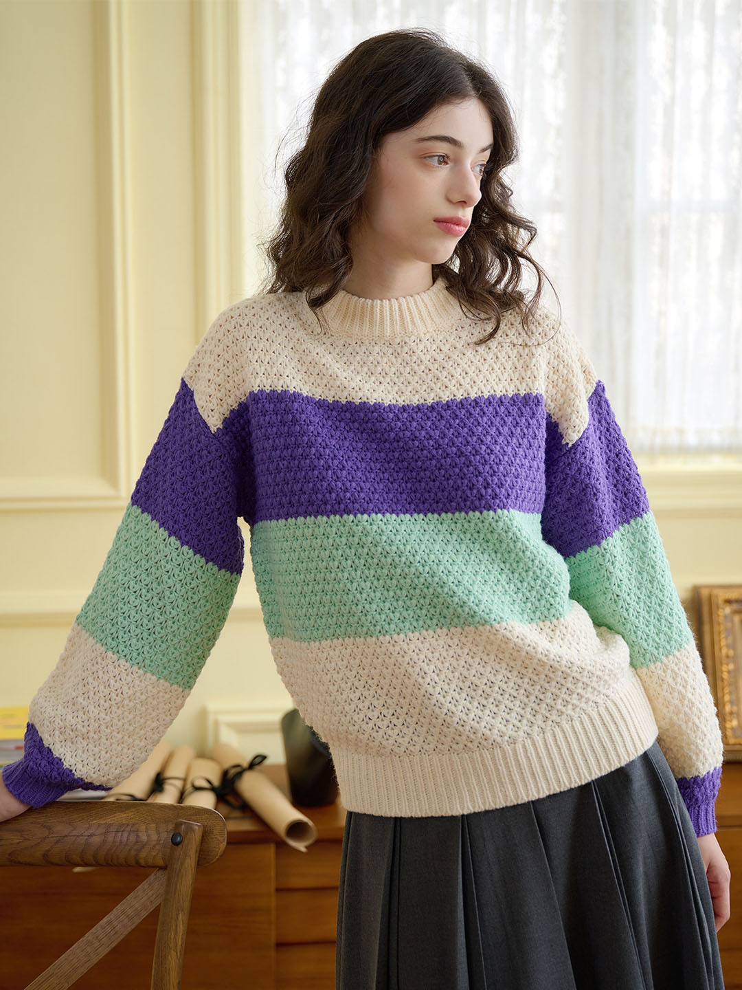 【Black Friday】Esther Color-Blocked Ribbed Cozy Sweater