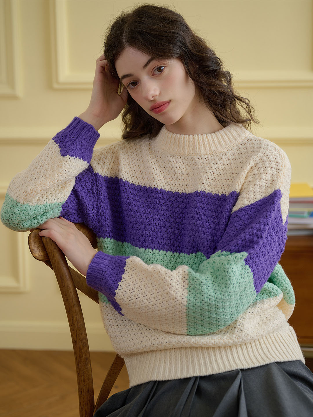 【Black Friday】Esther Color-Blocked Ribbed Cozy Sweater