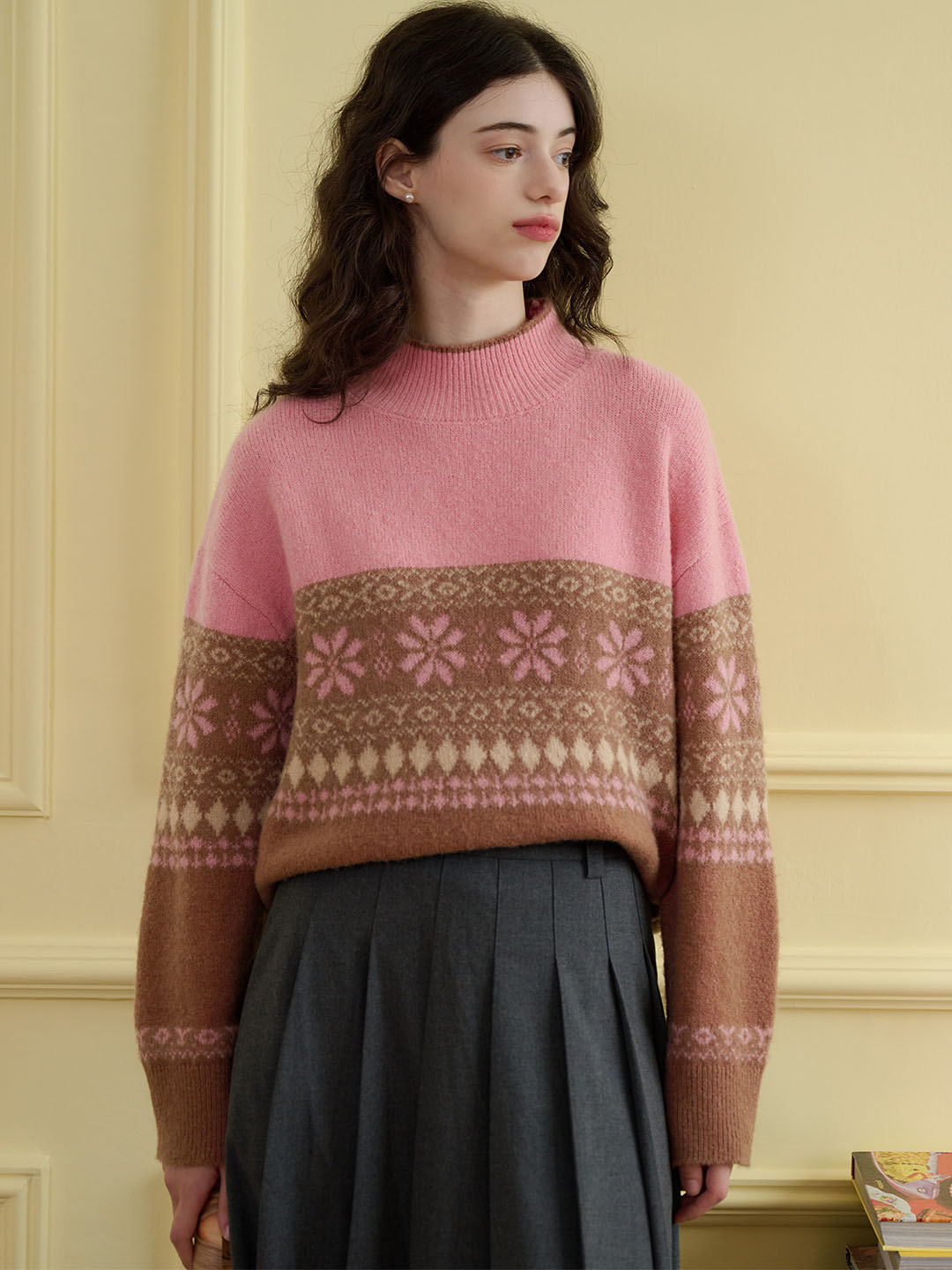 【Final Sale】Savannah Geo Pattern Drop Shoulder Sweater