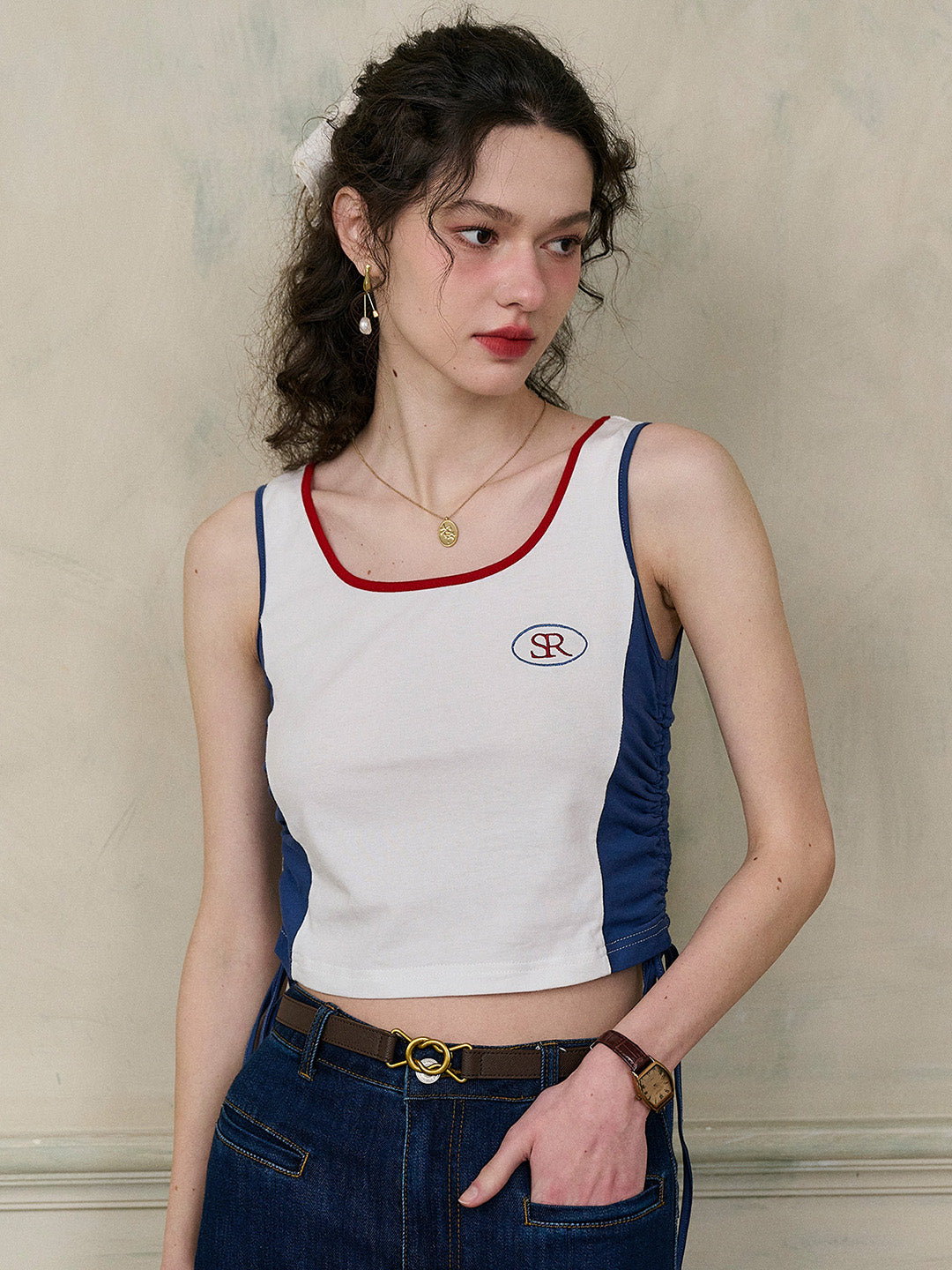 【Final Sale】Ophelia Round Neck  SR Logo Camisole Top